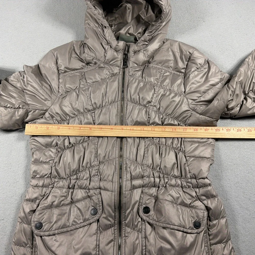 Athleta Puffer Jacket Women Small Hooded Quilted Parka Taupe Brown Core Gorpcore - Picture 4 of 10
